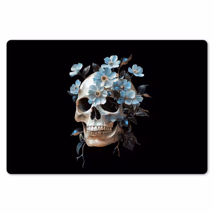 Placemat - 6 stuks - Schedel - Blauw - Bloemen - Bladeren — 7