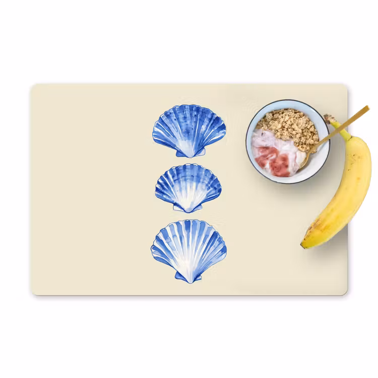 Placemat - 6 stuks - Schelpen - Blauw - Beige — 1
