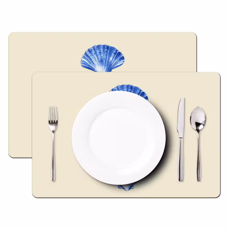 Placemat - 6 stuks - Schelpen - Blauw - Beige — 2