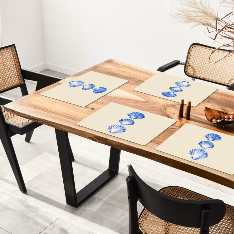 Placemat - 6 stuks - Schelpen - Blauw - Beige — 5