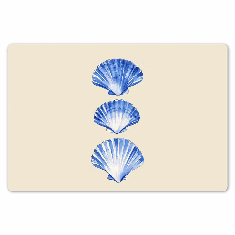 Placemat - 6 stuks - Schelpen - Blauw - Beige — 7