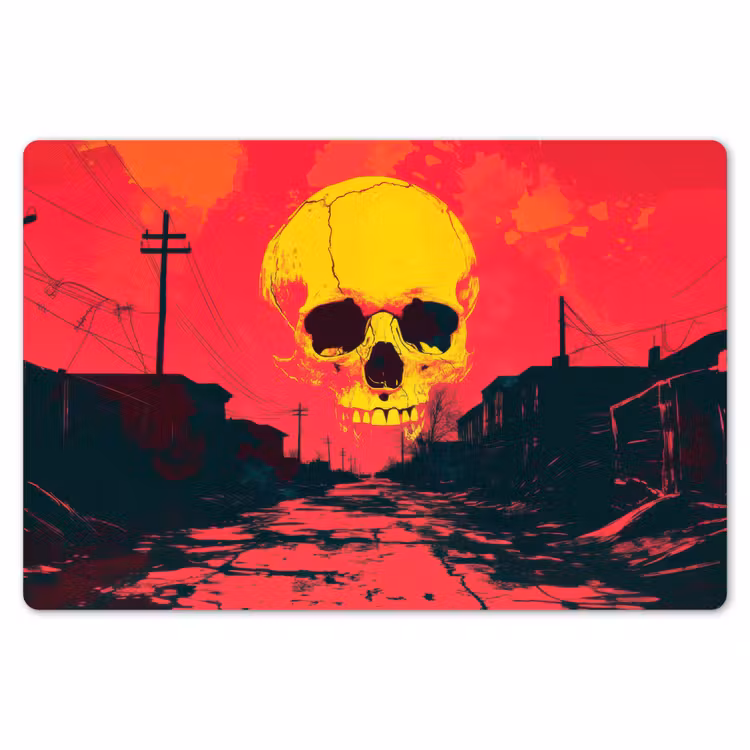 Placemat - 6 stuks - Straat - Verlaten - Schedel - Geel — 7