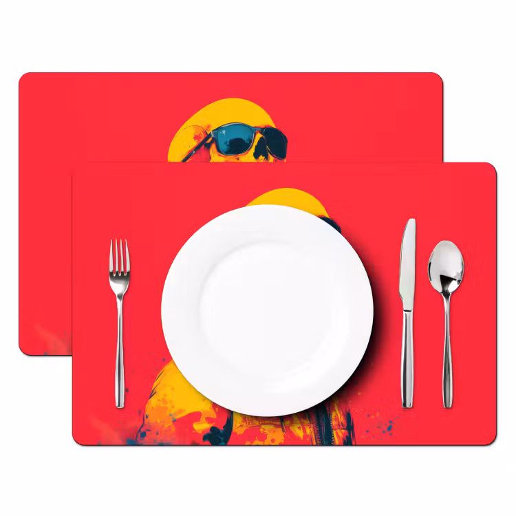 Placemat - 6 stuks - Zonnebril - Schedel - Jas - Rood — 2