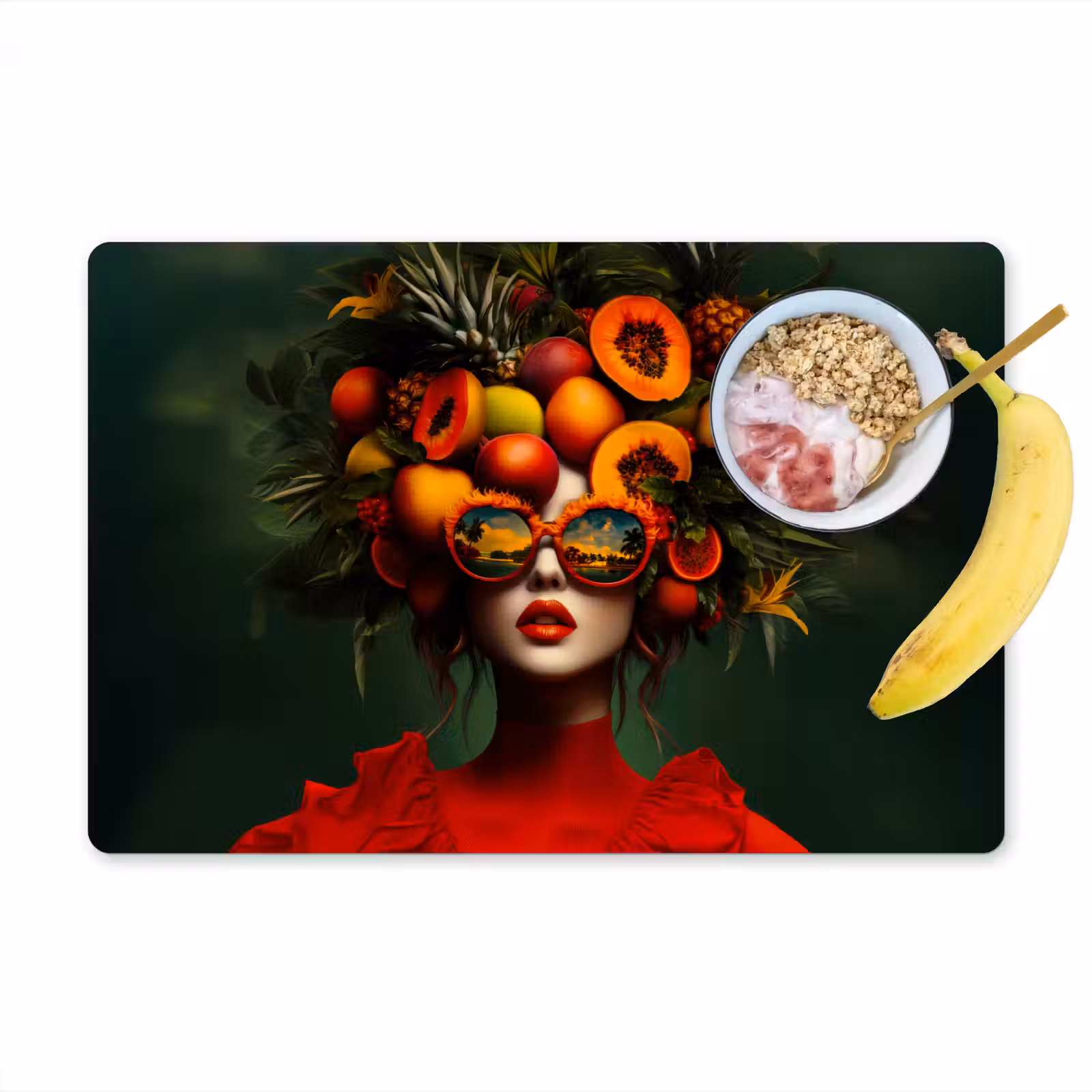 Placemat - 6 stuks - Vrouw - Vruchten - Papaja - Ananas — 1