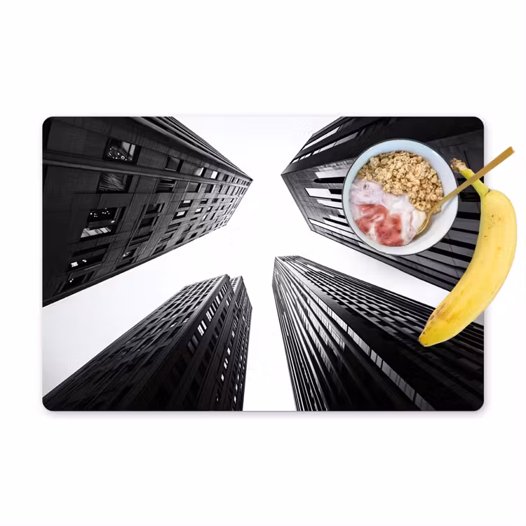 Placemat - 6 stuks - Gebouwen - Lucht - Zwart — 1