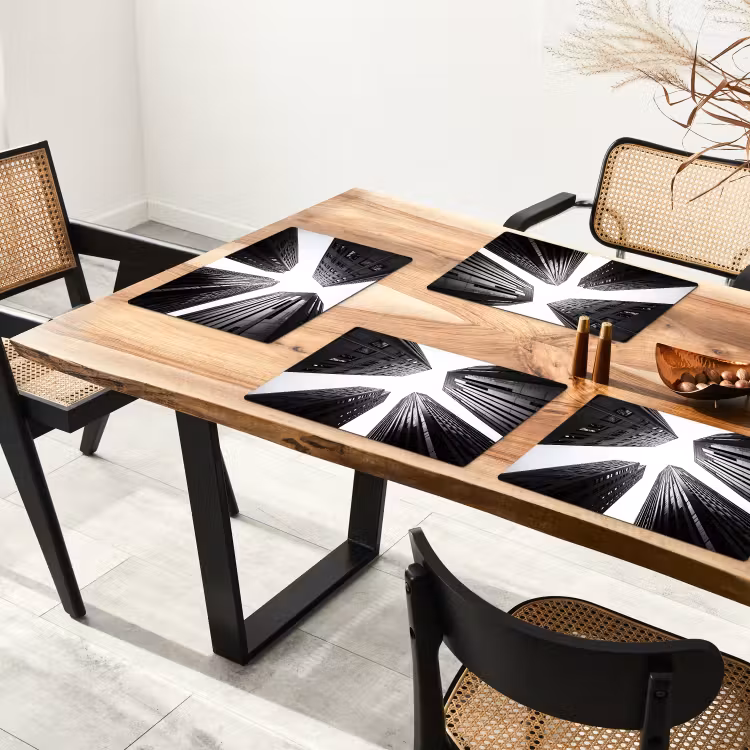 Placemat - 6 stuks - Gebouwen - Lucht - Zwart — 5