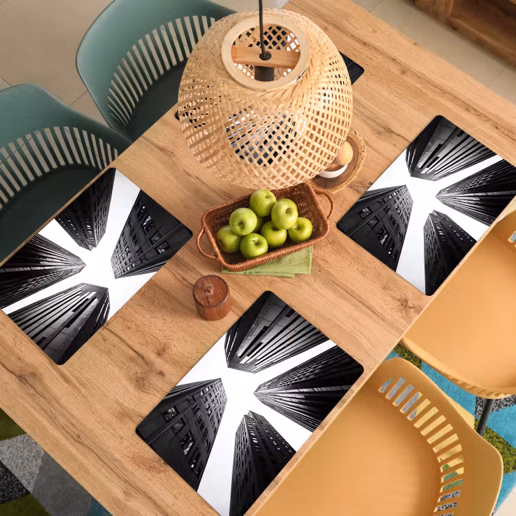 Placemat - 6 stuks - Gebouwen - Lucht - Zwart — 6