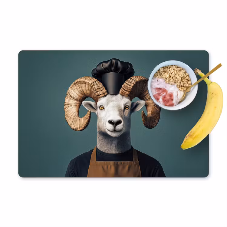 Placemat - 6 stuks - Geit - Hoorns - Kokskleding — 1