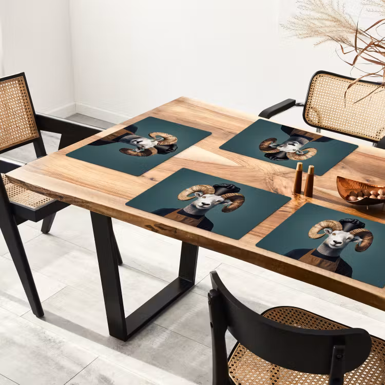 Placemat - 6 stuks - Geit - Hoorns - Kokskleding — 5