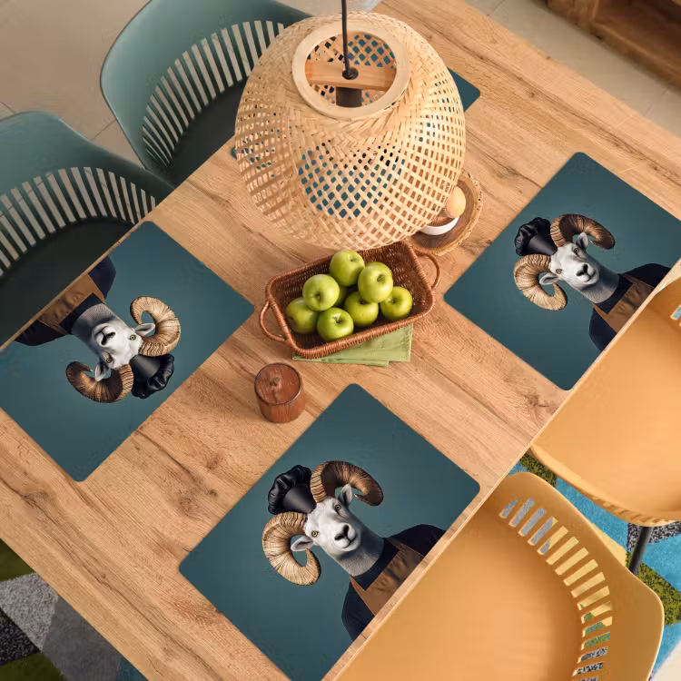 Placemat - 6 stuks - Geit - Hoorns - Kokskleding — 6
