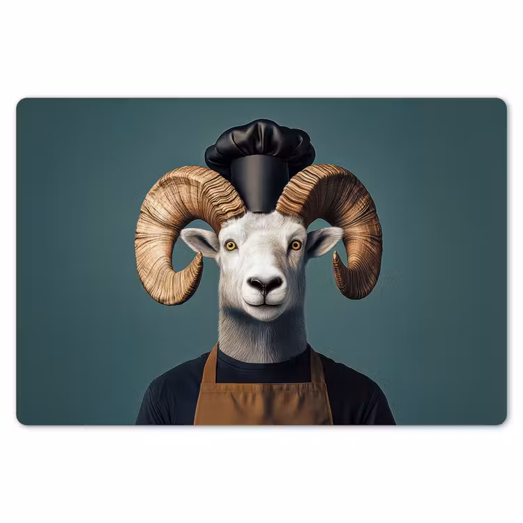 Placemat - 6 stuks - Geit - Hoorns - Kokskleding — 7