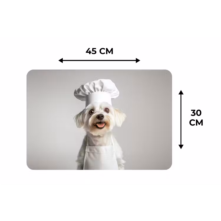 Placemat - 6 stuks - Hond - Wit - Kok — 3