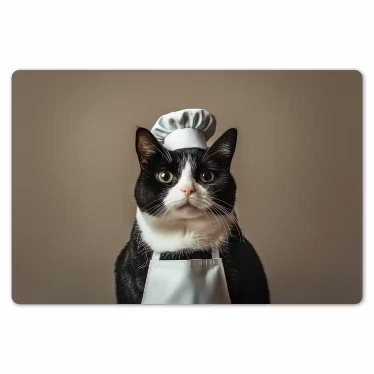 Placemat - 6 stuks - Kat - Kokskleding - Zwart - Wit — 7