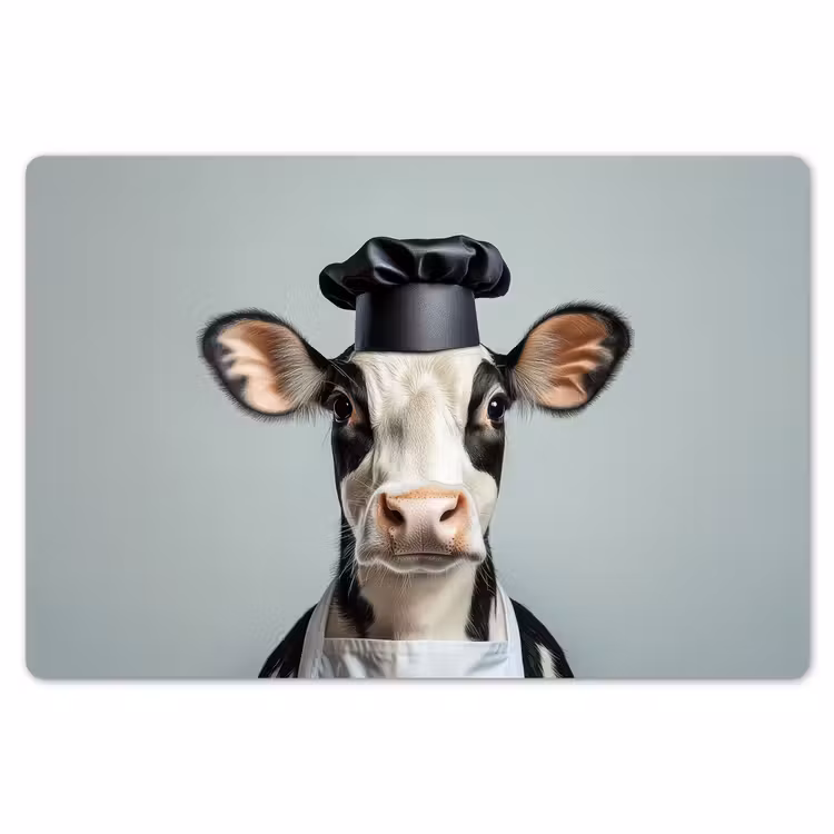 Placemat - 6 stuks - Koe - Zwart - Wit - Kok — 7