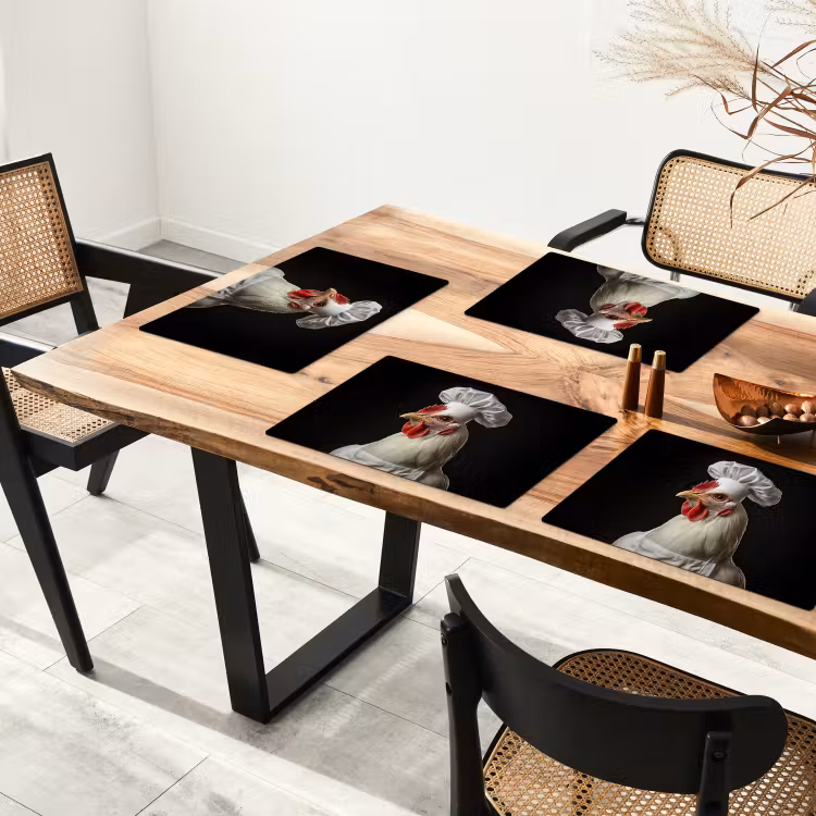 Placemat - 6 stuks - Kok - Rood - Kip — 5