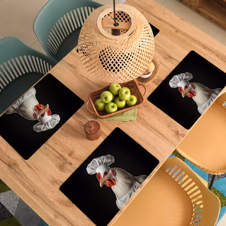 Placemat - 6 stuks - Kok - Rood - Kip — 6