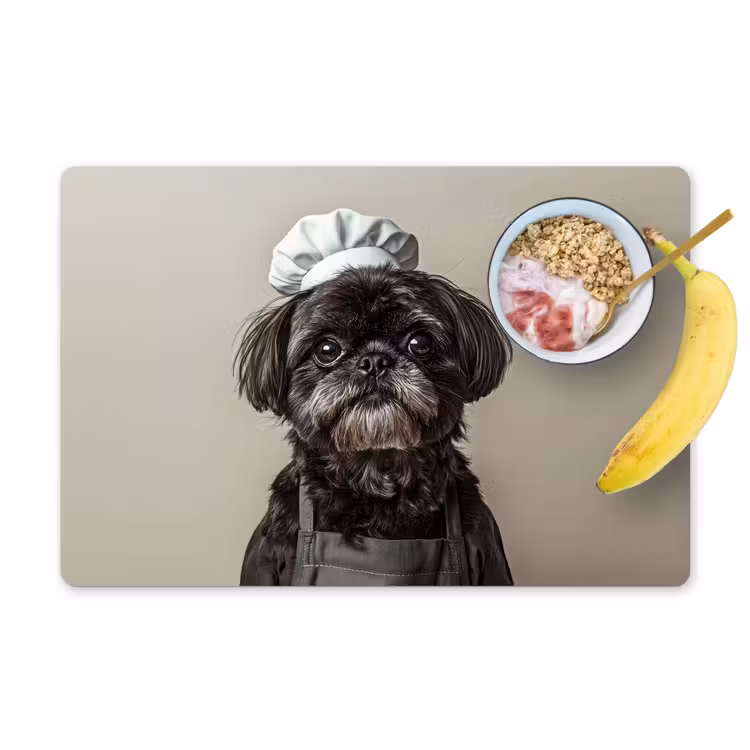Placemat - 6 stuks - Kokskleding - Zwart - Hondje — 1