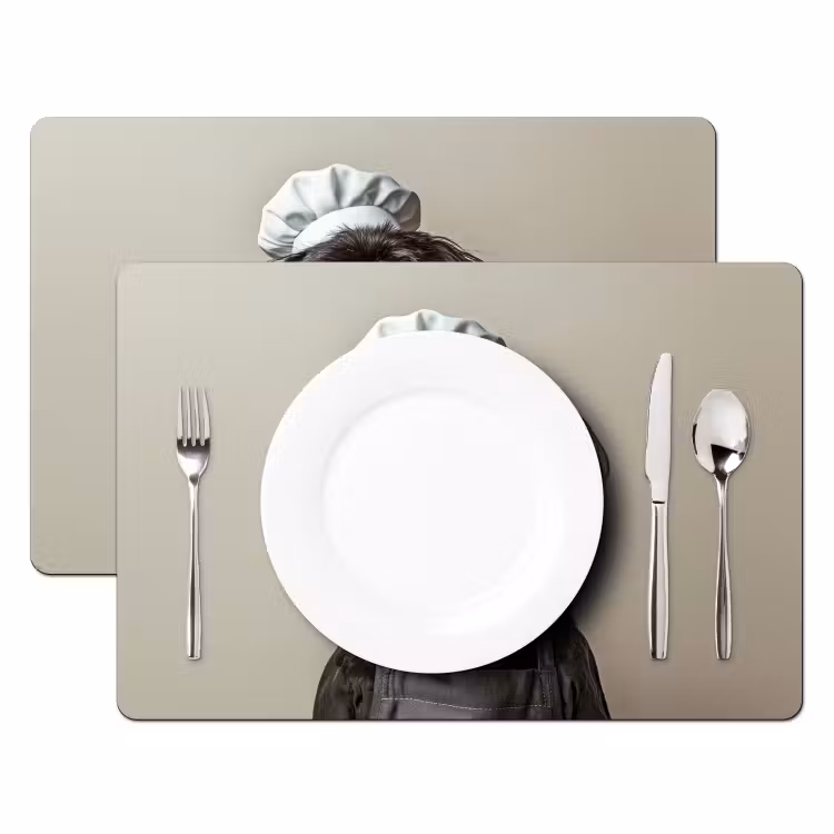 Placemat - 6 stuks - Kokskleding - Zwart - Hondje — 2