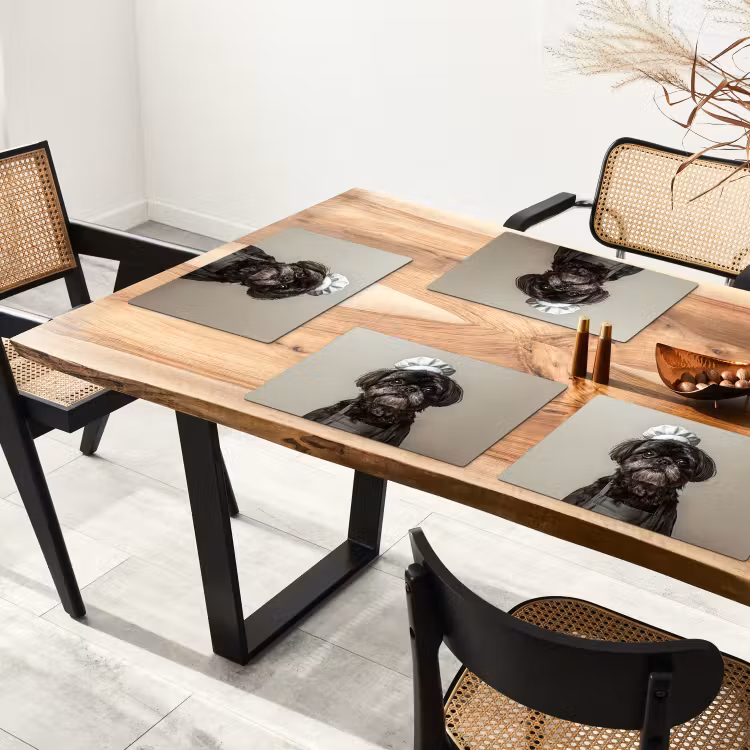 Placemat - 6 stuks - Kokskleding - Zwart - Hondje — 5