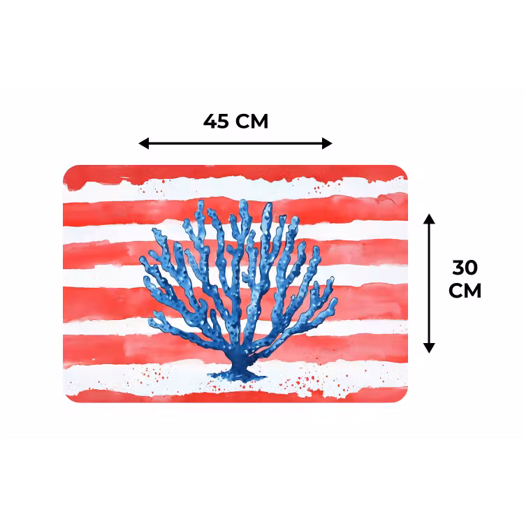 Placemat - 6 stuks - Koraal - Verfstructuur - Rood - Blauw — 3
