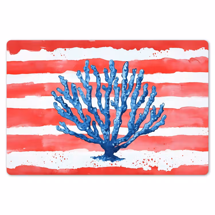 Placemat - 6 stuks - Koraal - Verfstructuur - Rood - Blauw — 7