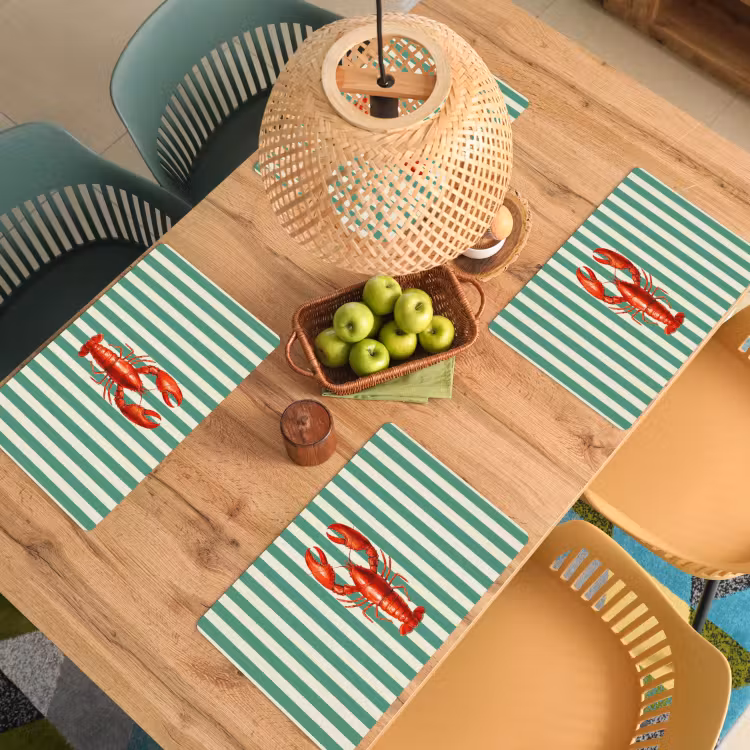 Placemat - 6 stuks - Kreeft - Strepen - Realistisch - Zomers — 6