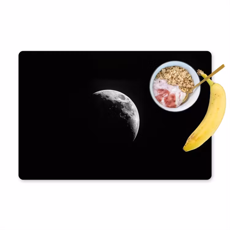 Placemat - 6 stuks - Maan - Hemel - Zwart - Schaduw — 1