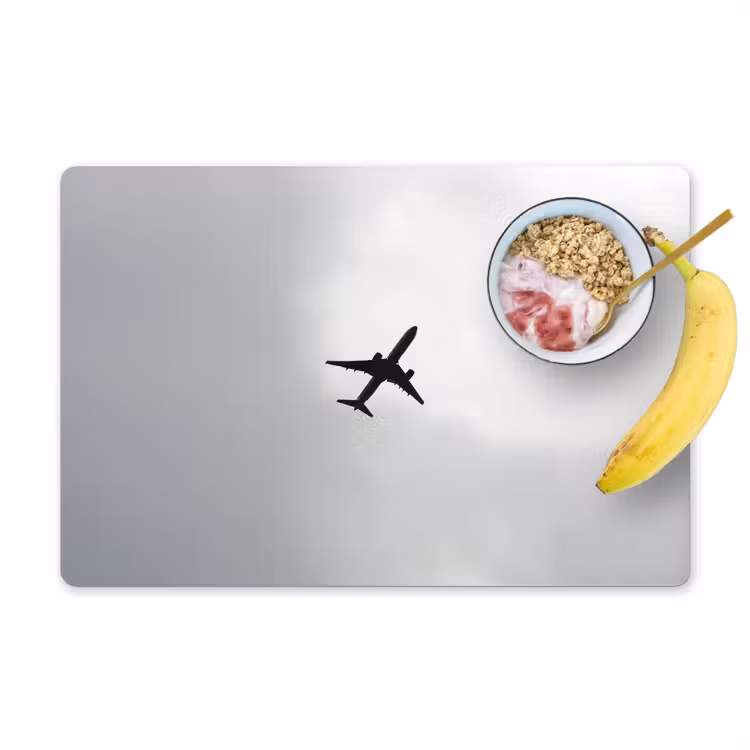 Placemat - 6 stuks - Minimalistisch - Silhouet - Zwart - Vliegtuig — 1
