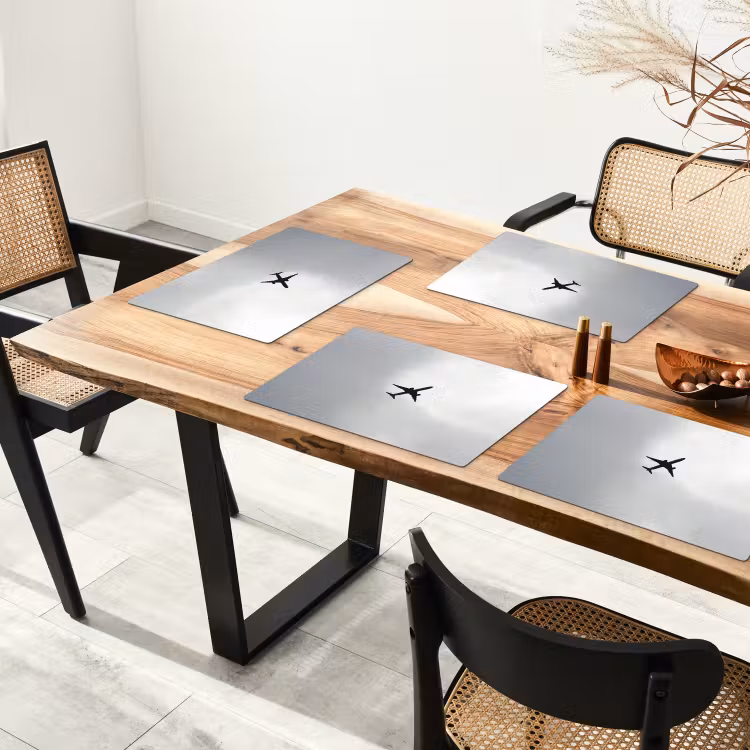 Placemat - 6 stuks - Minimalistisch - Silhouet - Zwart - Vliegtuig — 5