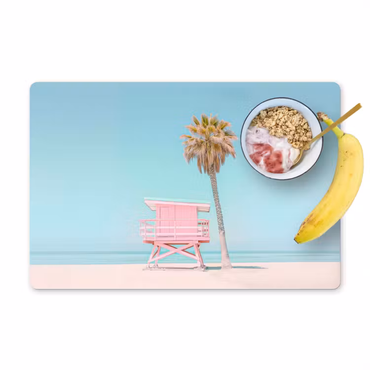Placemat - 6 stuks - Palmboom - Strandhuis - Roze — 1