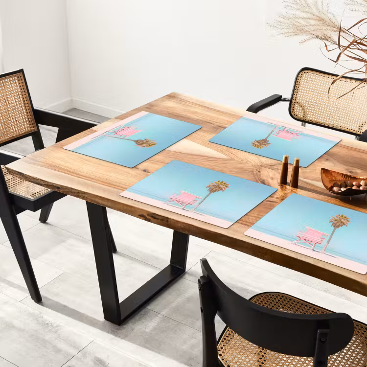 Placemat - 6 stuks - Palmboom - Strandhuis - Roze — 5