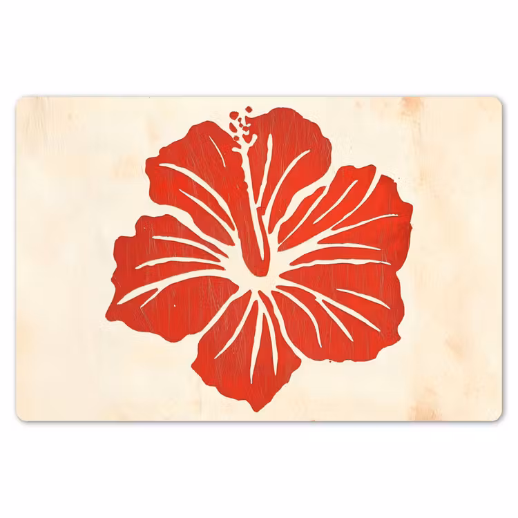 Placemat - 6 stuks - Rode hibiscusbloem - Textuur achtergrond - Beige — 7
