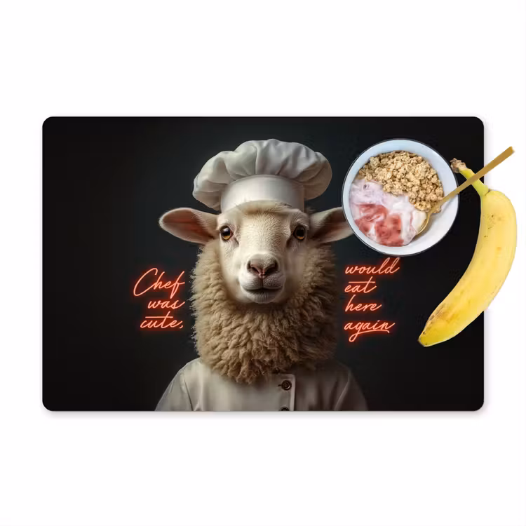 Placemat - 6 stuks - Schaap - Kokskleding - Neon - Quote — 1