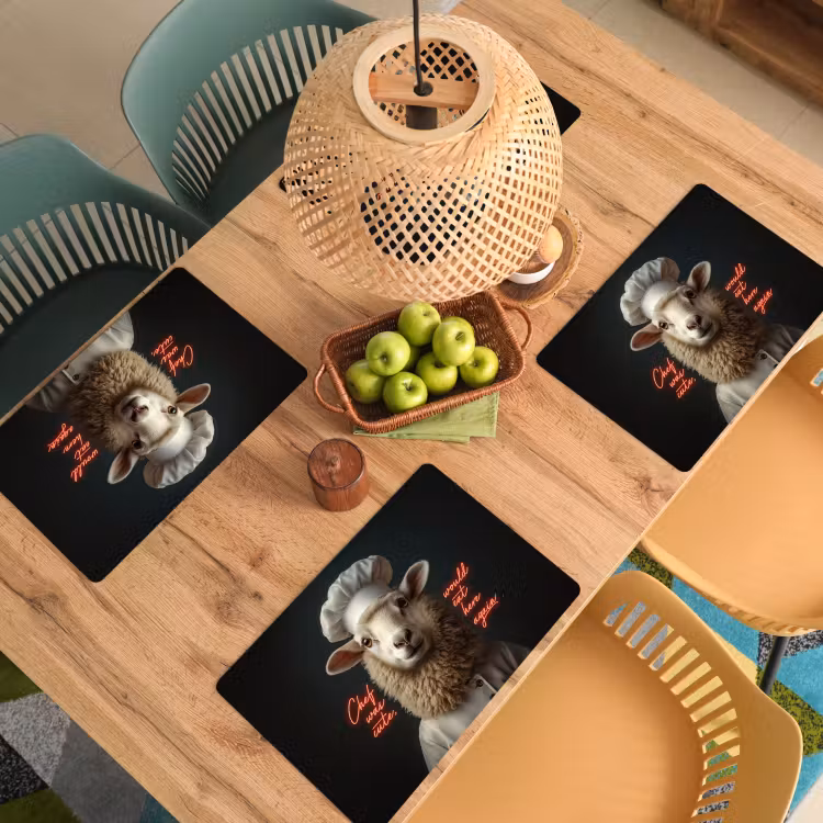 Placemat - 6 stuks - Schaap - Kokskleding - Neon - Quote — 6