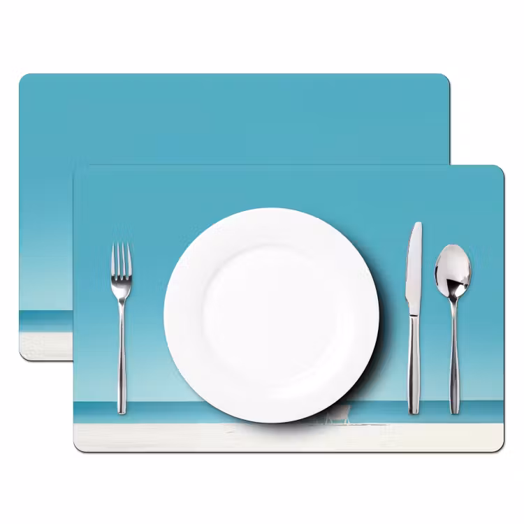 Placemat - 6 stuks - Strand - Blauwe lucht - Geel - Parasol — 2