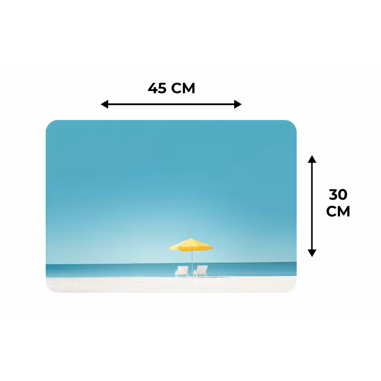 Placemat - 6 stuks - Strand - Blauwe lucht - Geel - Parasol — 3