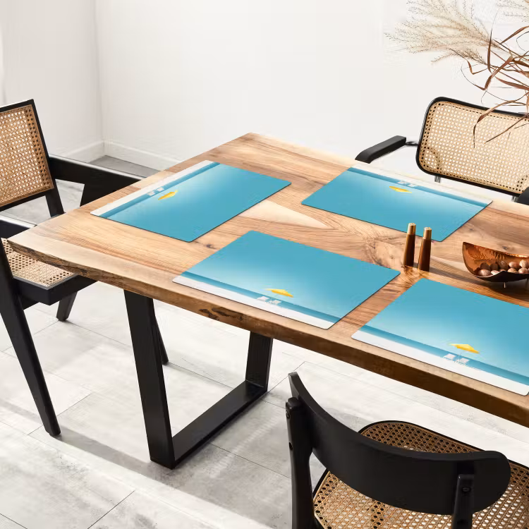 Placemat - 6 stuks - Strand - Blauwe lucht - Geel - Parasol — 5