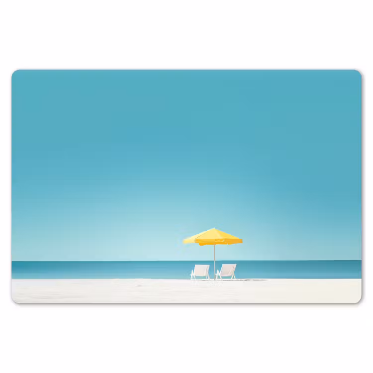 Placemat - 6 stuks - Strand - Blauwe lucht - Geel - Parasol — 7