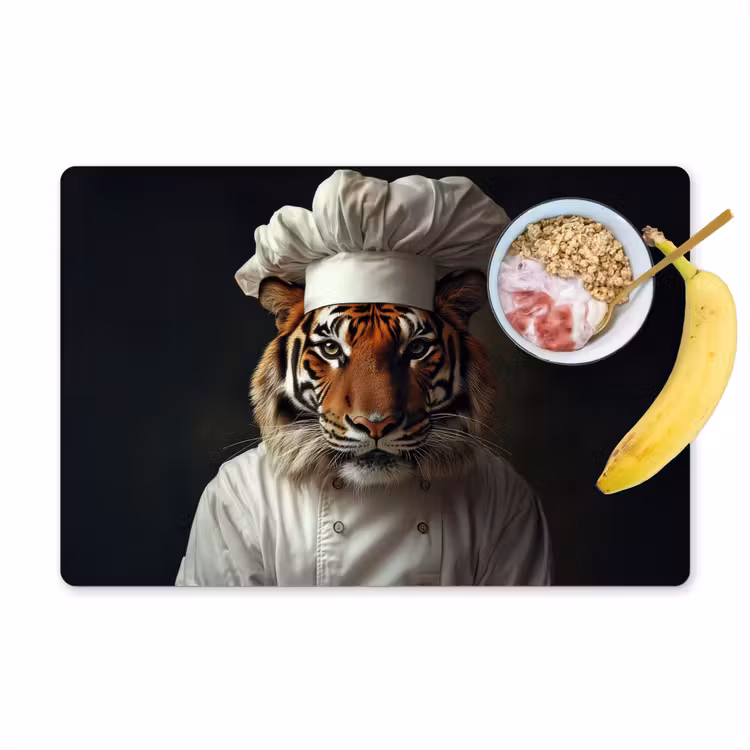 Placemat - 6 stuks - Tijger - Kokskleding - Bruin — 1
