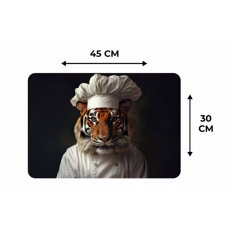 Placemat - 6 stuks - Tijger - Kokskleding - Bruin — 3