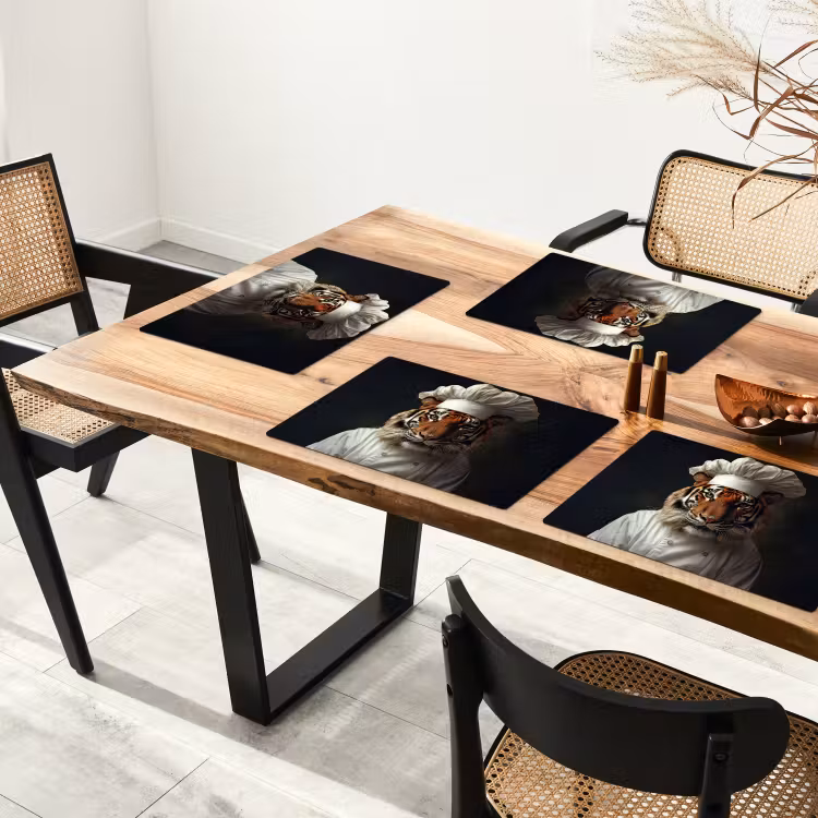Placemat - 6 stuks - Tijger - Kokskleding - Bruin — 5