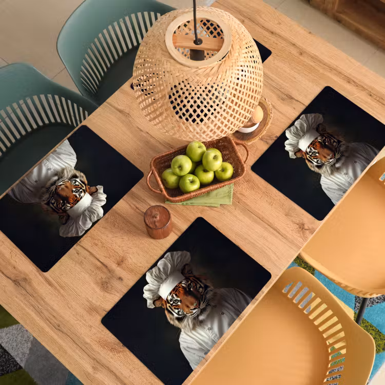 Placemat - 6 stuks - Tijger - Kokskleding - Bruin — 6