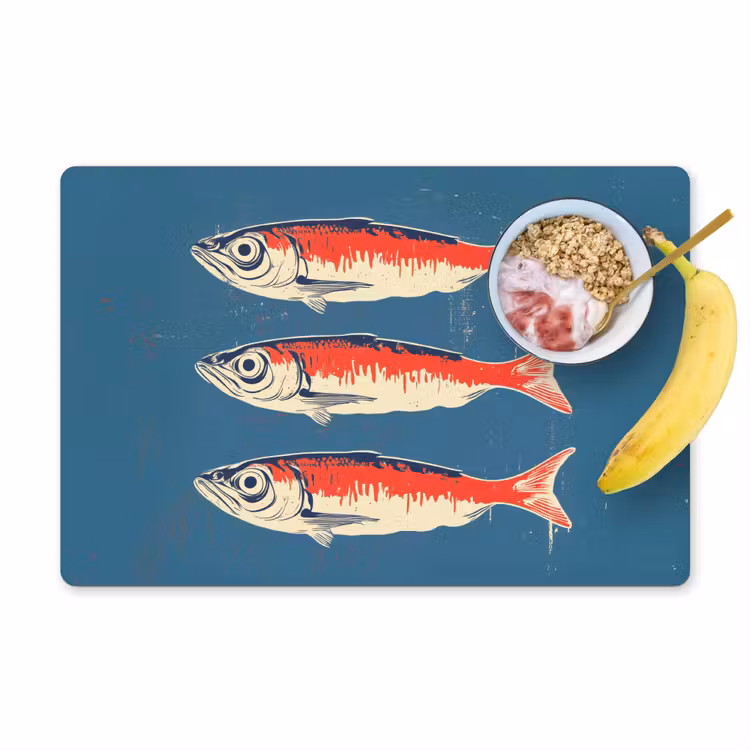 Placemat - 6 stuks - Vissen - Rood - Blauw — 1