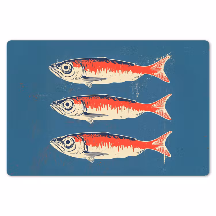 Placemat - 6 stuks - Vissen - Rood - Blauw — 7