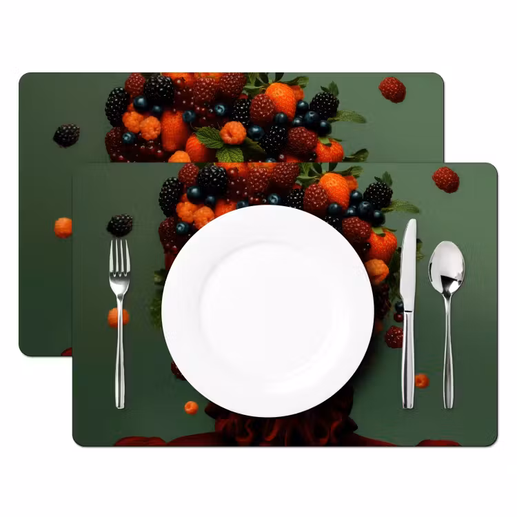 Placemat - 6 stuks - Vrouw - Aardbeien - Frambozen - Bramen - Bessen — 2