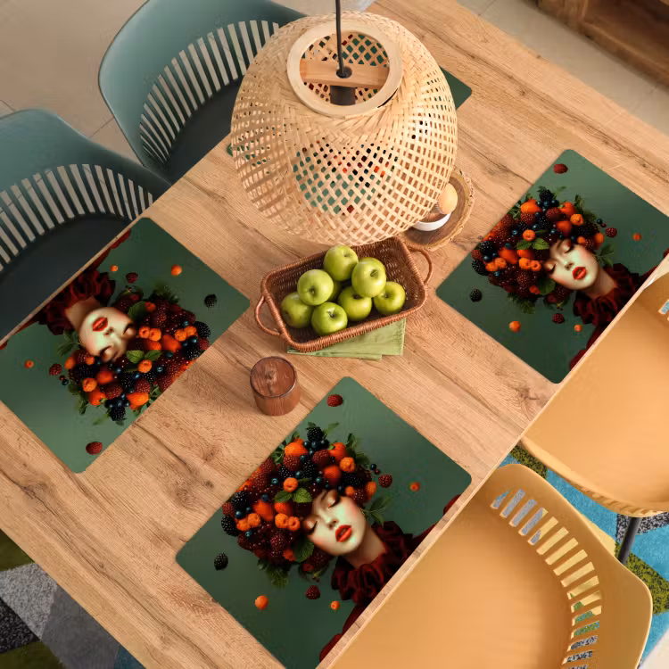 Placemat - 6 stuks - Vrouw - Aardbeien - Frambozen - Bramen - Bessen — 6