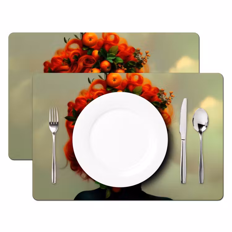 Placemat - 6 stuks - Vrouw - Appels - Rood - Bladeren — 2