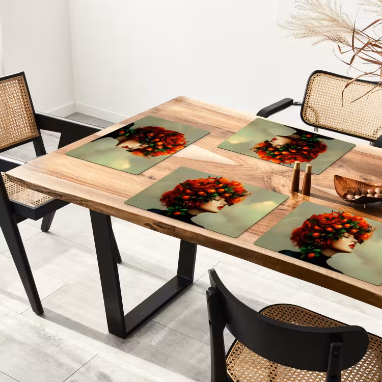Placemat - 6 stuks - Vrouw - Appels - Rood - Bladeren — 5