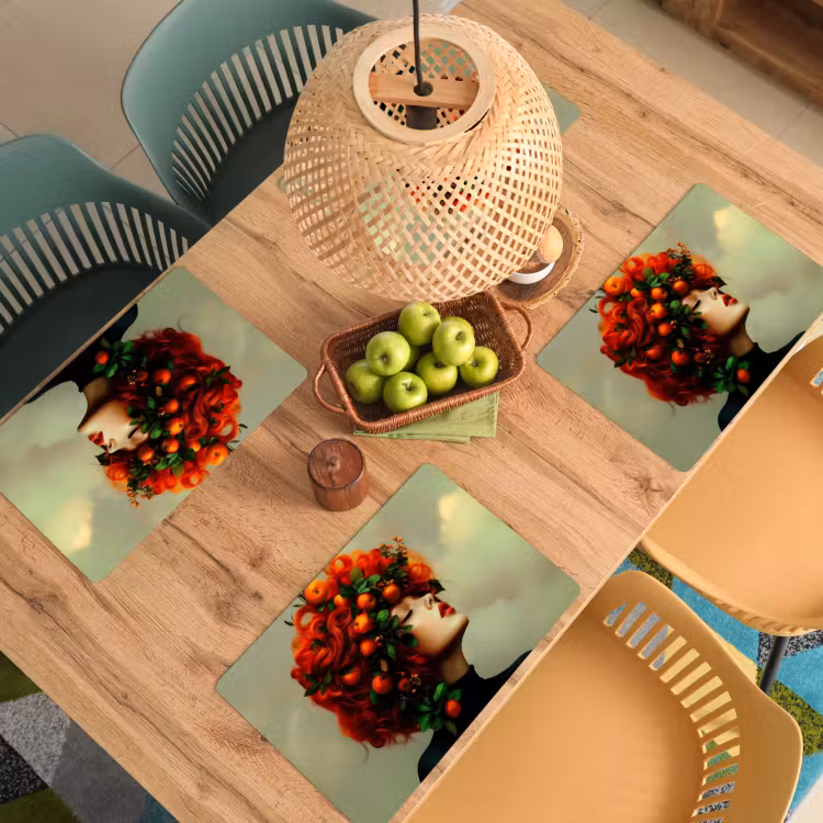 Placemat - 6 stuks - Vrouw - Appels - Rood - Bladeren — 6