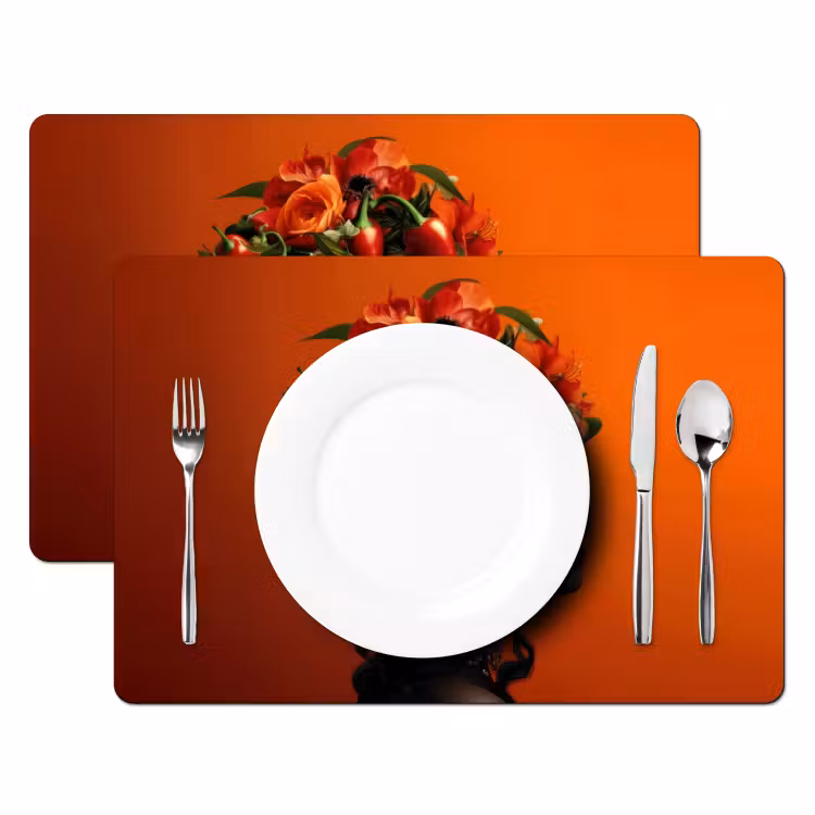 Placemat - 6 stuks - Vrouw - Chilipepers - Pepers - Bloemen — 2